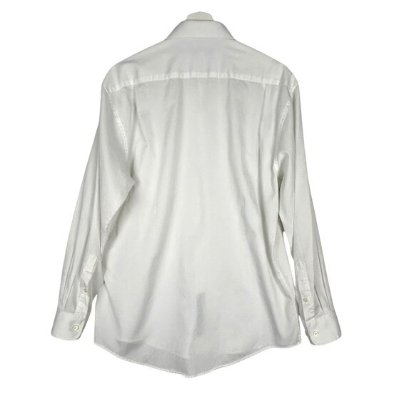 WM H Leishman Dress Shirt Mens 15.5 White Cotton Blend Long Sleeves Barrel Cuffs - Picture 3 of 10
